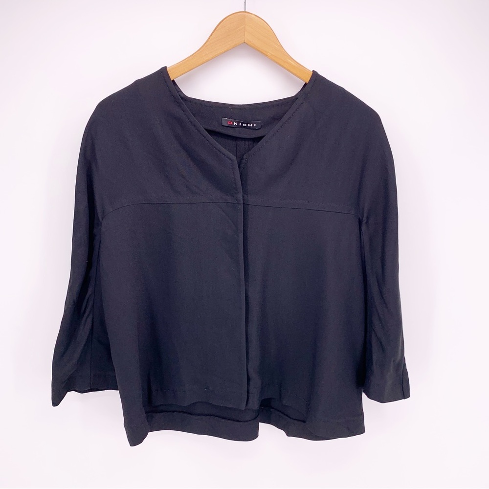 Okishi Women's 10 Black 3/4 Sleeve Blazer F2